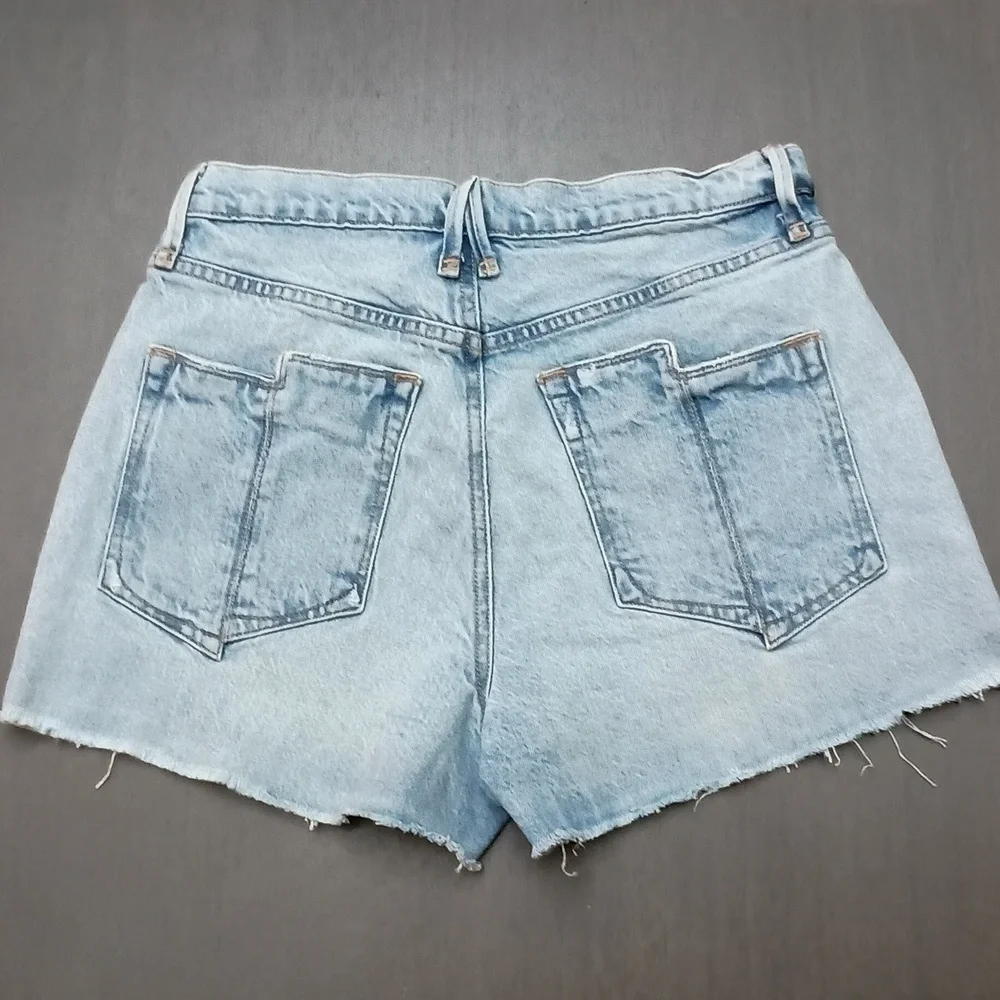 Good American Indigo Good 90's High Waist Denim Distressed Shorts